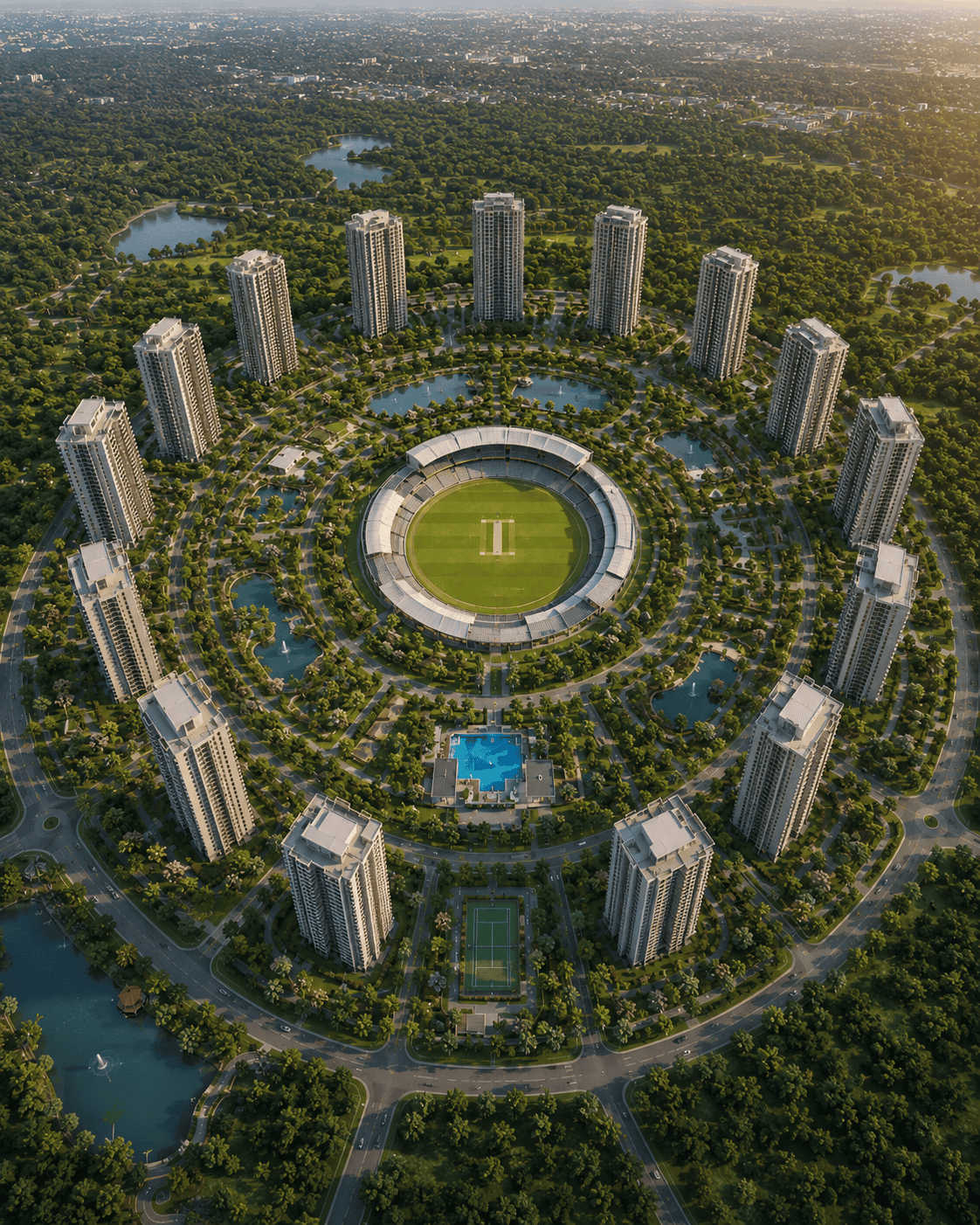 Aerial township view