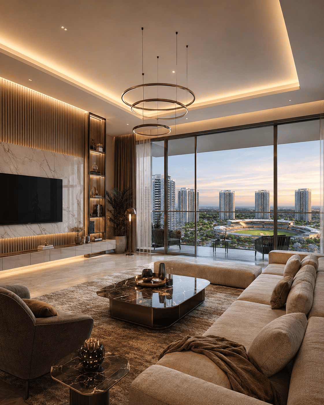 Luxury pool and towers